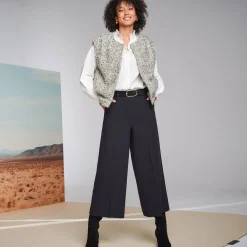 Broek<Blancheporte Broek met hoge taille, broekrokeffect zwart