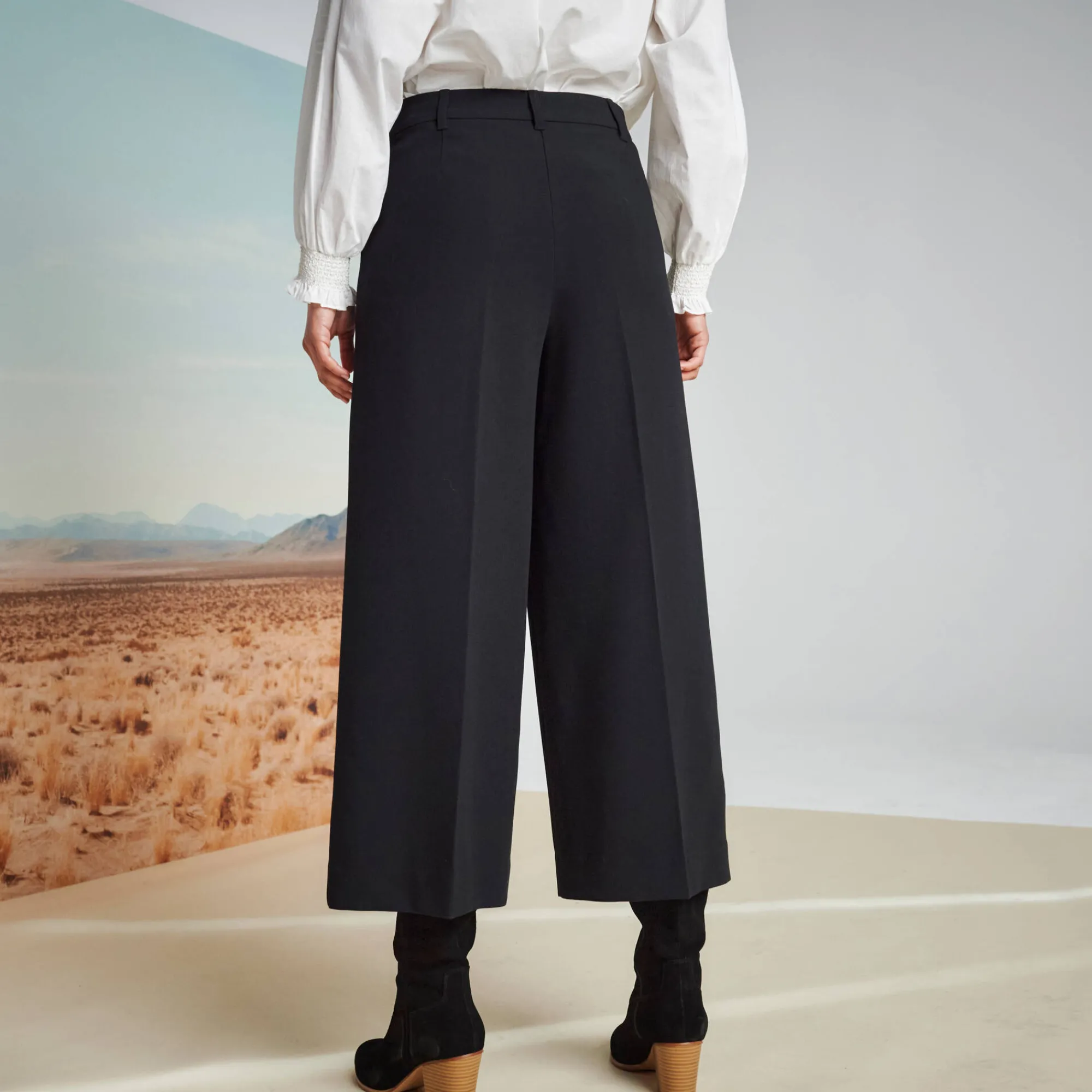 Broek<Blancheporte Broek met hoge taille, broekrokeffect zwart