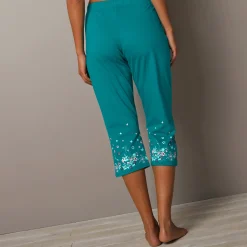 Pyjama<Blancheporte 3/4-broek met landelijke print onderaan - katoenjersey smaragd