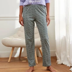 Pyjama<Blancheporte Broek met "Nature Sauvage" print groengrijs / ecru