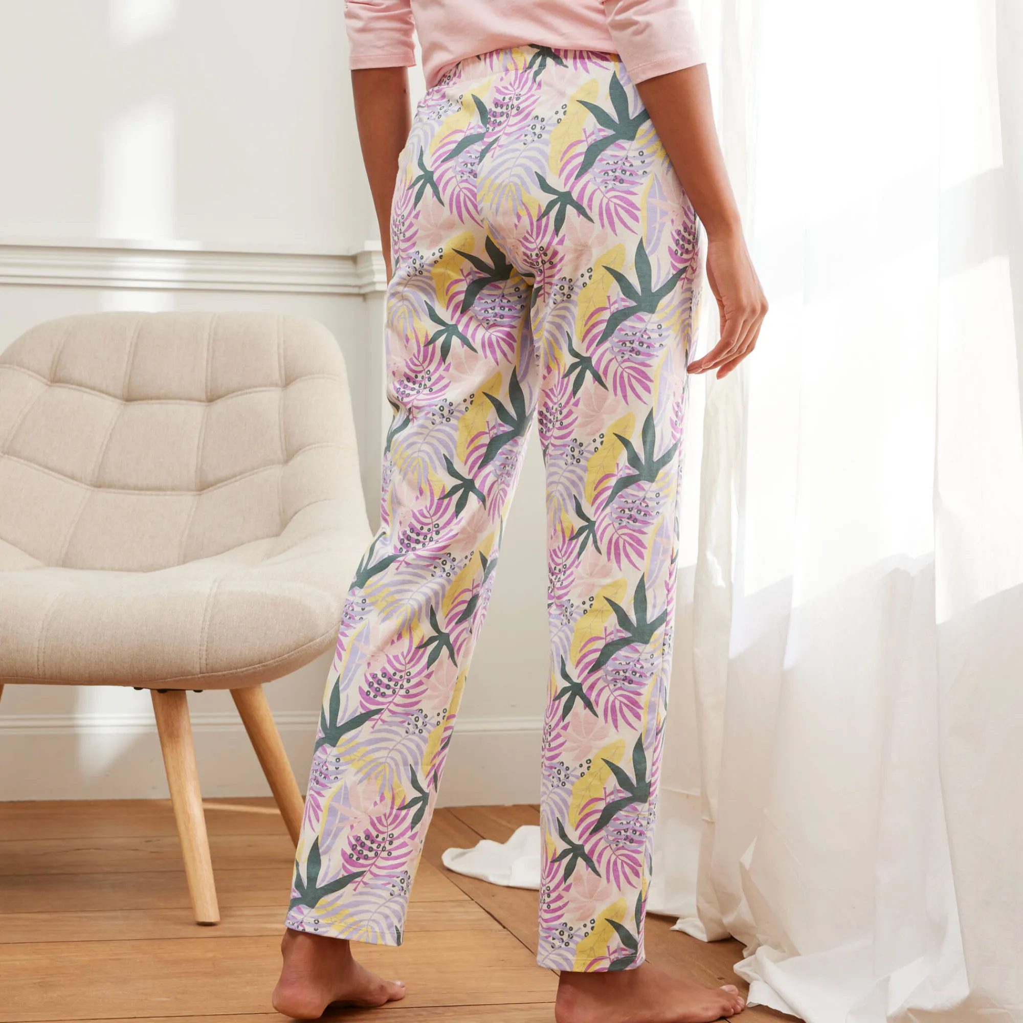 Pyjama<Blancheporte Broek met "Nature Sauvage" print ecru / parma