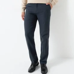 Feestoutfits Heren|Broek<Blancheporte Broek met onzichtbare, verstelbare tailleband - polyester marine