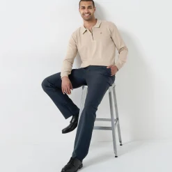 Feestoutfits Heren|Broek<Blancheporte Broek met onzichtbare, verstelbare tailleband - polyester marine