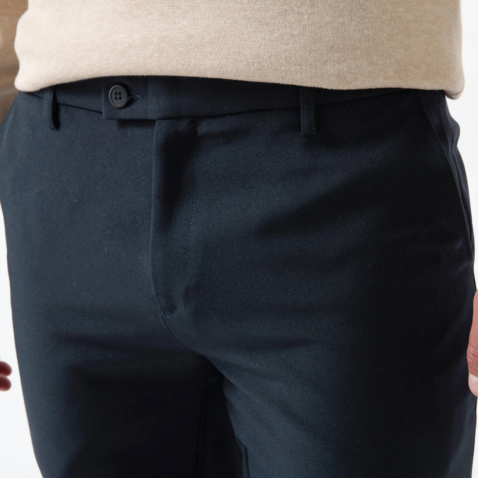 Feestoutfits Heren|Broek<Blancheporte Broek met onzichtbare, verstelbare tailleband - polyester marine