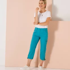 Broek<Blancheporte 7/8-broek met tailleband in tricot donker turkoois