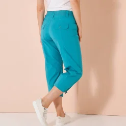 Broek<Blancheporte 7/8-broek met tailleband in tricot donker turkoois