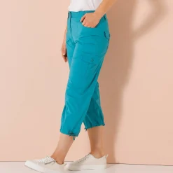 Broek<Blancheporte 7/8-broek met tailleband in tricot donker turkoois