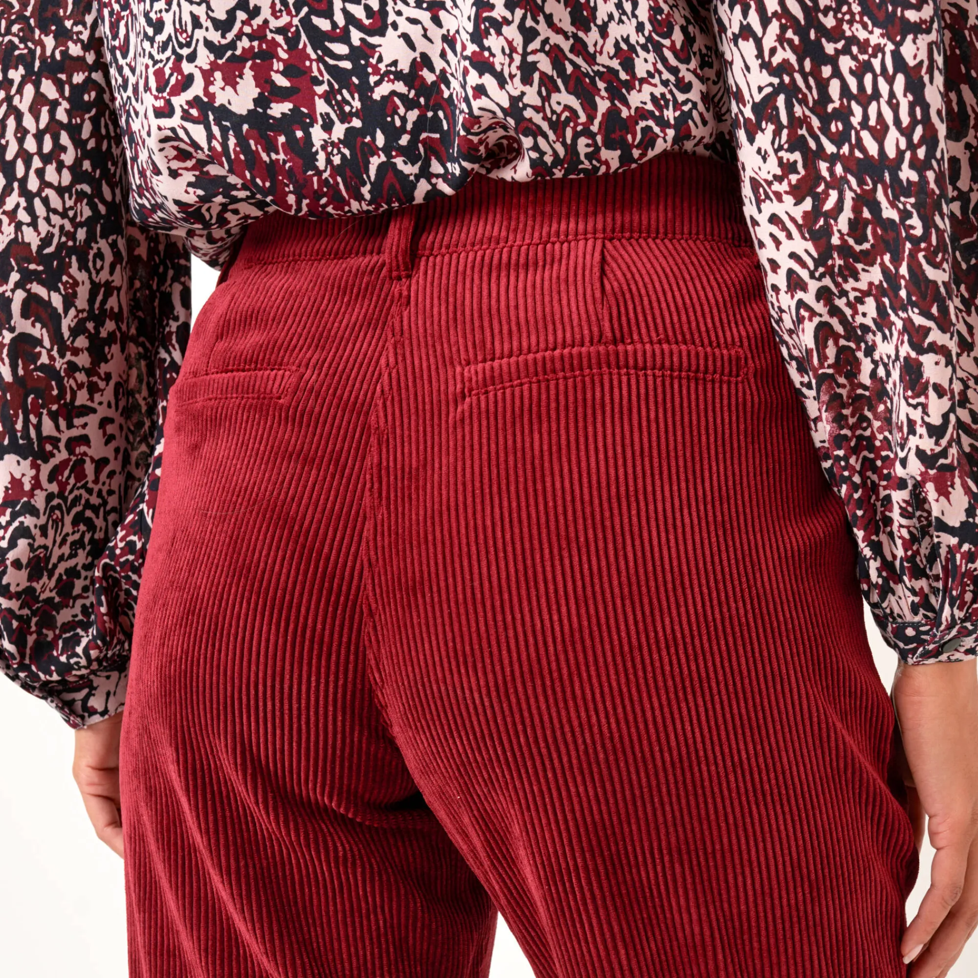Feestoutfits Dames|Broek<Blancheporte 7/8-broek, velours bordeaux