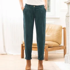 Broek<Blancheporte 7/8-broek, velours petroleumblauw