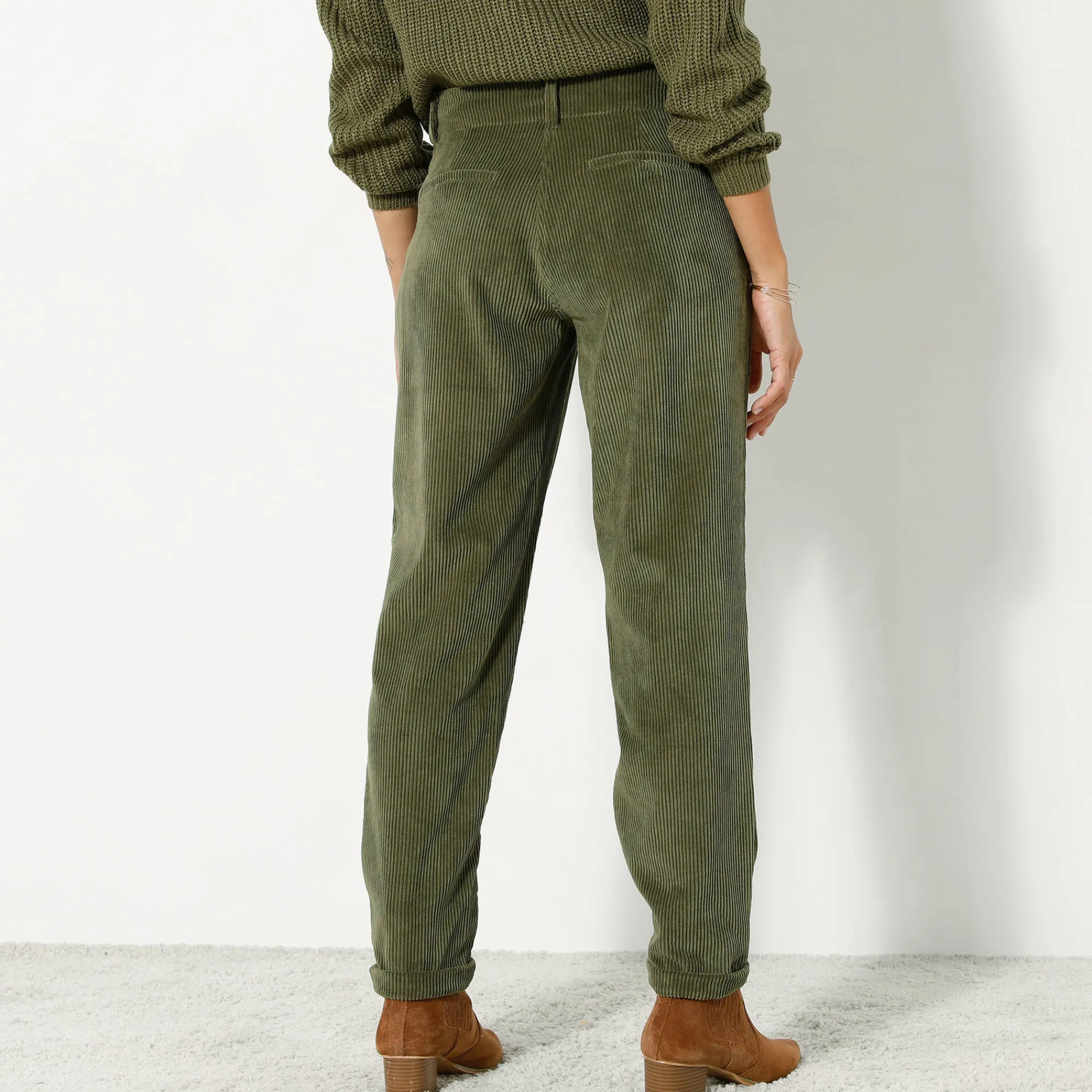 Broek<Blancheporte 7/8-broek, velours kaki