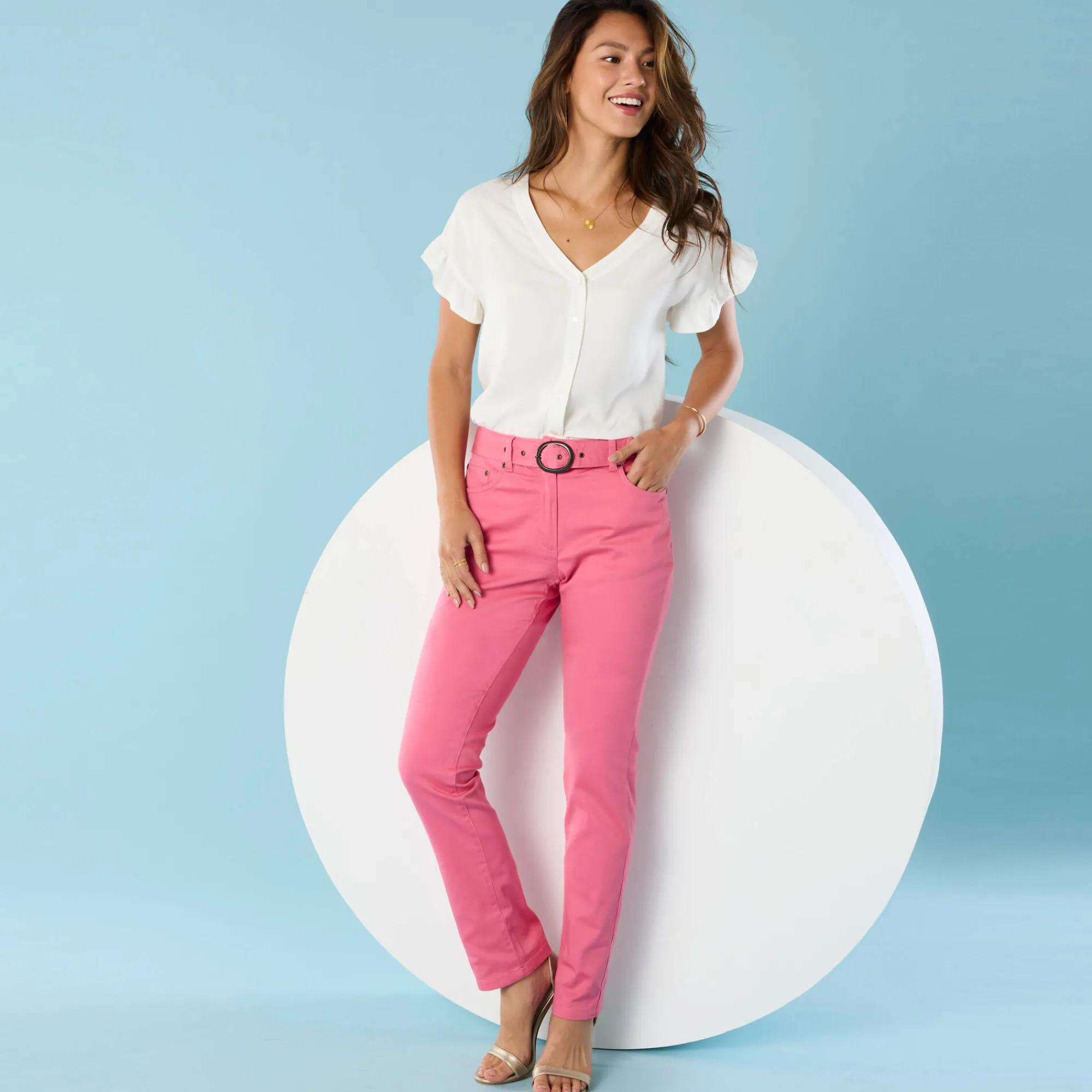 Broek<Blancheporte Broek voor kleine lengtes DONKERROZE