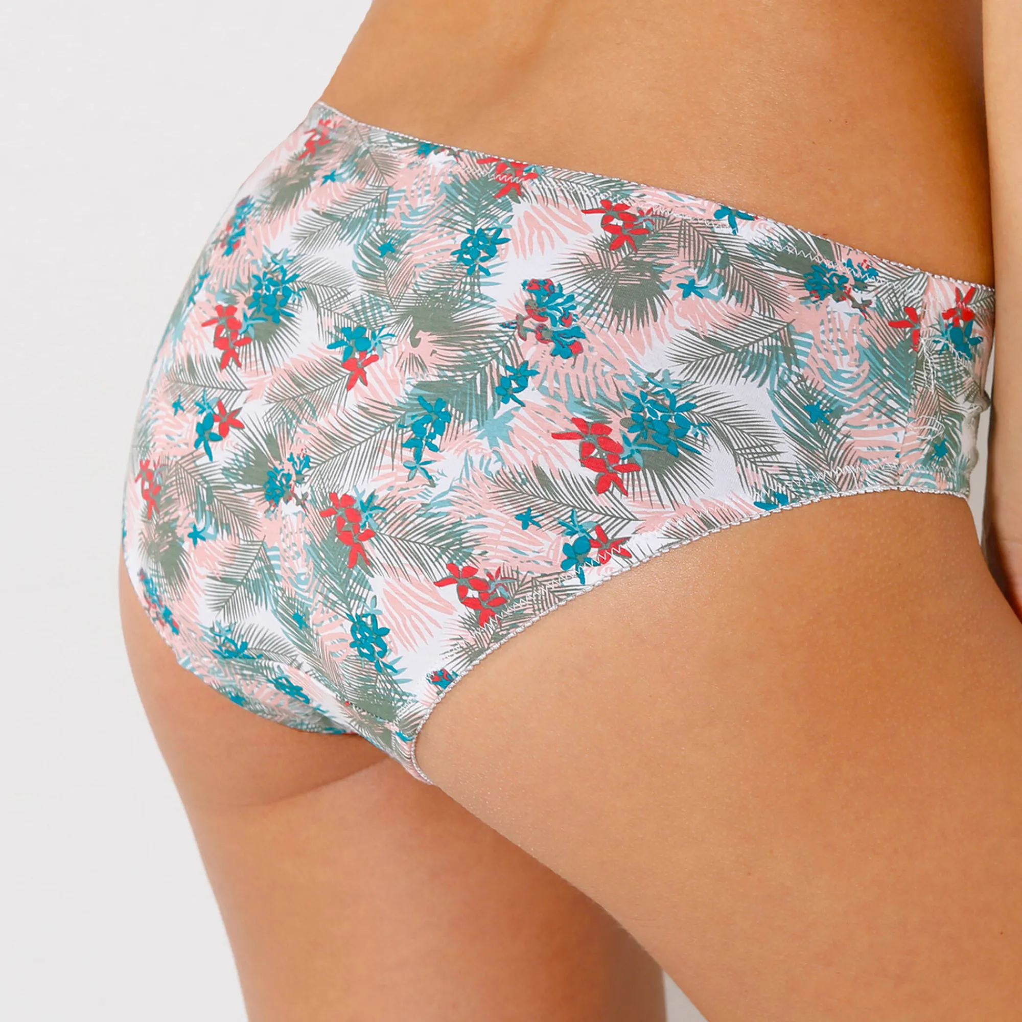 Slip En Shorty<Confidence Lingerie Broekje in geborduurd katoen Olbia met bladerenprint - set van 2 linde