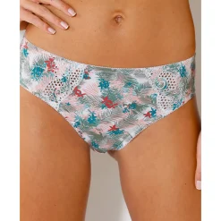 Slip En Shorty<Confidence Lingerie Broekje in geborduurd katoen Olbia met bladerenprint - set van 2 linde