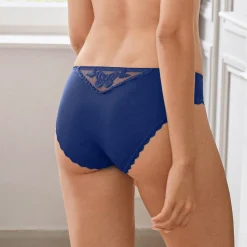 Slip En Shorty<Confidence Lingerie Broekje in microvezel en geborduurde tule Biella marine