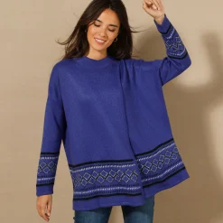 Trui En Vest<Blancheporte Capevest in jacquard, opstaande hals korenbloem