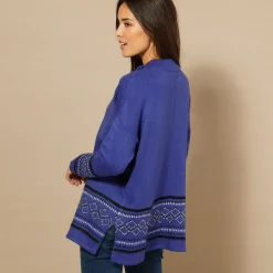 Trui En Vest<Blancheporte Capevest in jacquard, opstaande hals korenbloem