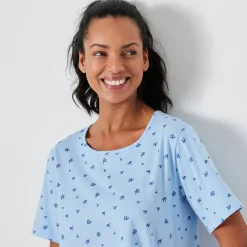 Pyjama<Blancheporte Caprama met bloemenprint gletsjerblauw
