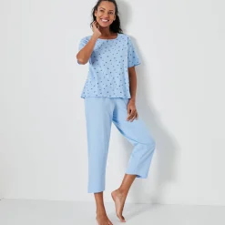 Pyjama<Blancheporte Caprama met bloemenprint gletsjerblauw