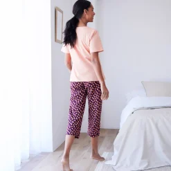Pyjama<Blancheporte Caprama met dierenhuidprint perzik / aubergine