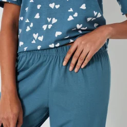 Pyjama<Blancheporte Caprama met hartjesprint smaragd / wit