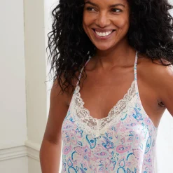 Pyjama<Blancheporte Caprama met kasjmierprint ecru / roze