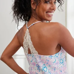 Pyjama<Blancheporte Caprama met kasjmierprint ecru / roze