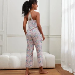 Pyjama<Blancheporte Caprama met kasjmierprint ecru / roze