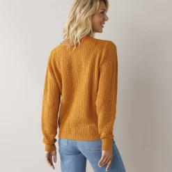 Trui En Vest<Blancheporte Cardigan in fantasietricot, met knoopsluiting kerrie