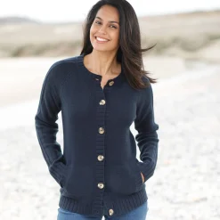 Trui En Vest<Blancheporte Cardigan in fantasietricot met knoopsluiting marine