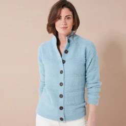 Trui En Vest<Blancheporte Cardigan in harig fantasietricot met knopen blauwgrijs