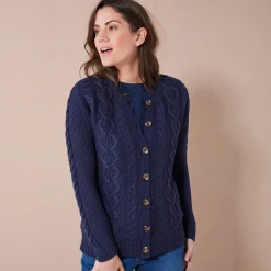 Trui En Vest<Blancheporte Cardigan in kabeltricot marineblauw