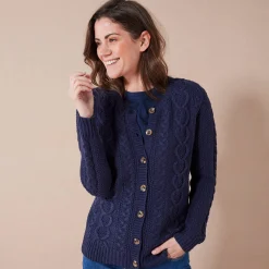 Trui En Vest<Blancheporte Cardigan in kabeltricot marineblauw