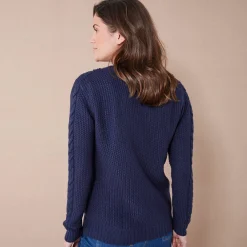 Trui En Vest<Blancheporte Cardigan in kabeltricot marineblauw