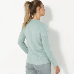 Trui En Vest<Blancheporte Cardigan in kabeltricot grijsgroen