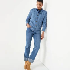 Trui En Vest<Blancheporte Cardigan in kabeltricot jeansblauw