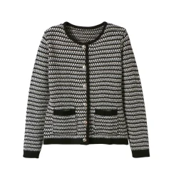 Trui En Vest<Blancheporte Cardigan in tweekleurig jacquardtricot zwart / ecru