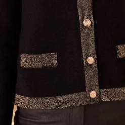 Feestoutfits Dames|Trui En Vest<Blancheporte Cardigan met goudkleurige knopen, glanzende details zwart