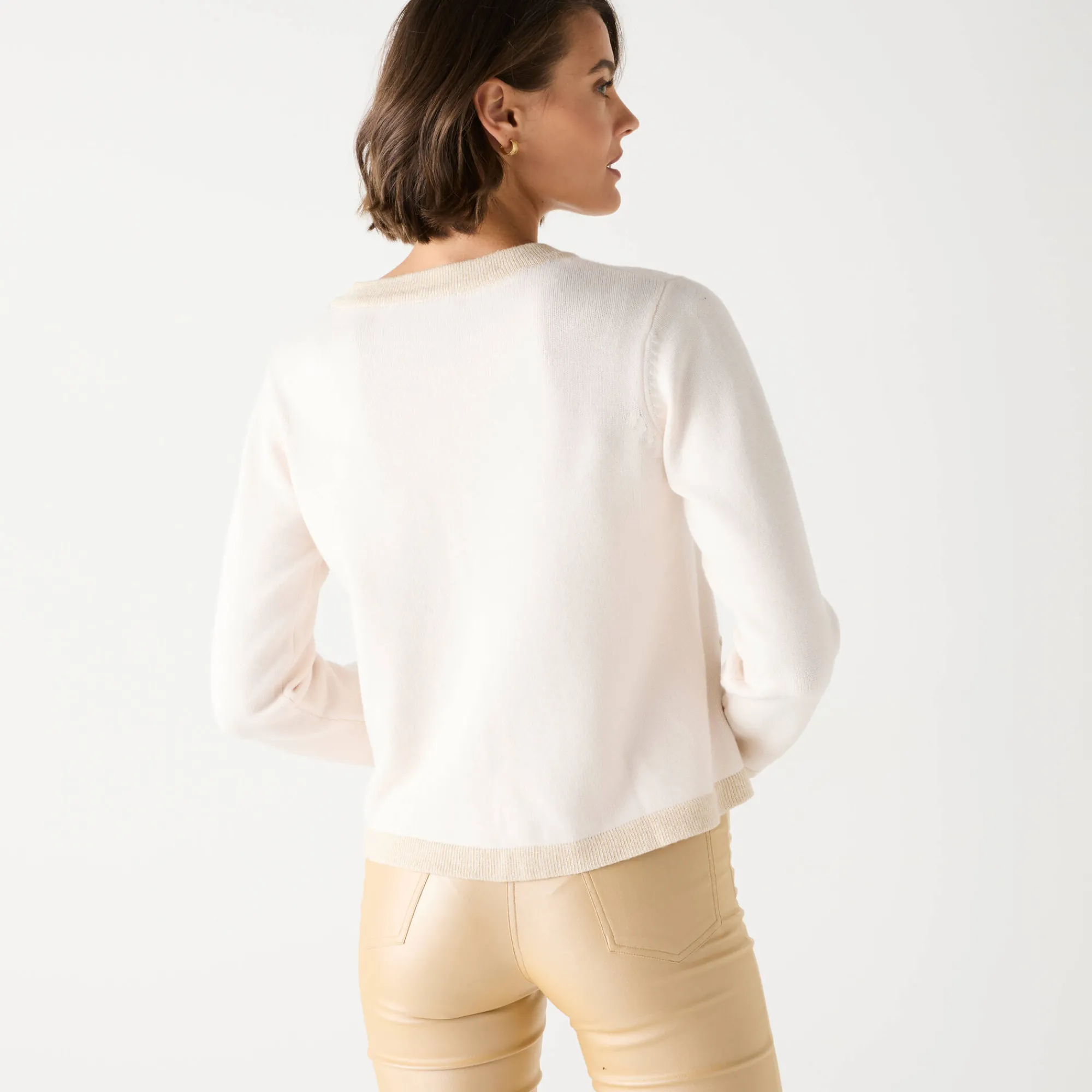 Feestoutfits Dames|Trui En Vest<Blancheporte Cardigan met goudkleurige knopen, glanzende details ecru