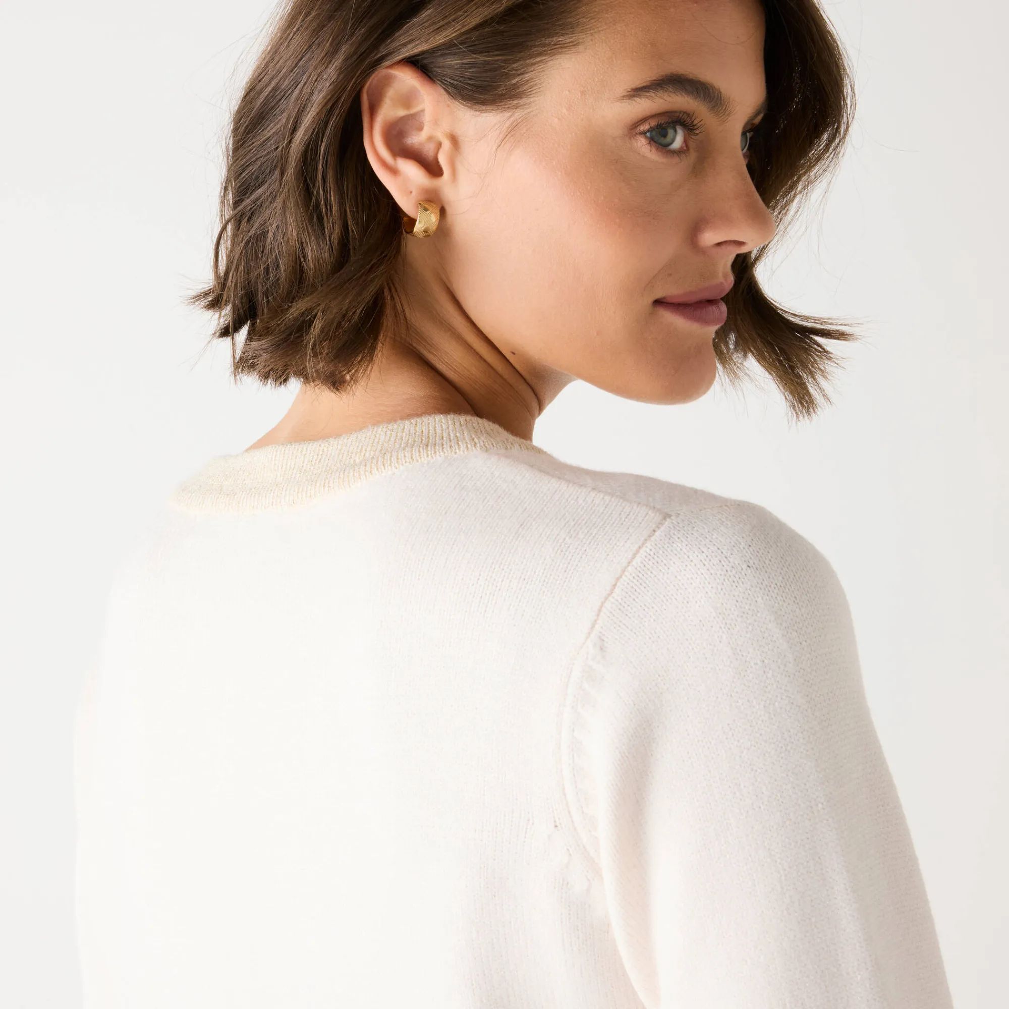 Feestoutfits Dames|Trui En Vest<Blancheporte Cardigan met goudkleurige knopen, glanzende details ecru
