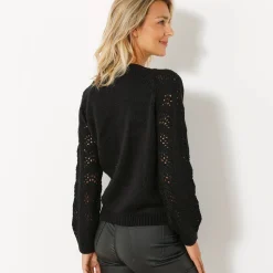 Feestoutfits Dames|Trui En Vest<Blancheporte Cardigan met 'juweel' knopen zwart