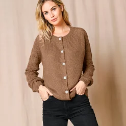 Feestoutfits Dames|Trui En Vest<Blancheporte Cardigan met 'juweel' knopen karamel