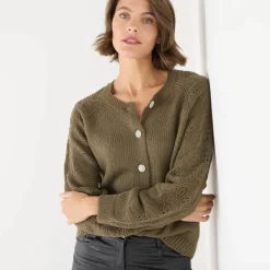Feestoutfits Dames|Trui En Vest<Blancheporte Cardigan met 'juweel' knopen bronskleur