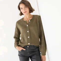Feestoutfits Dames|Trui En Vest<Blancheporte Cardigan met 'juweel' knopen bronskleur