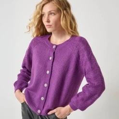 Feestoutfits Dames|Trui En Vest<Blancheporte Cardigan met 'juweel' knopen violine