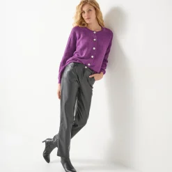 Feestoutfits Dames|Trui En Vest<Blancheporte Cardigan met 'juweel' knopen violine