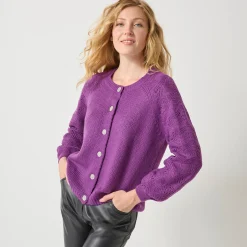 Feestoutfits Dames|Trui En Vest<Blancheporte Cardigan met 'juweel' knopen violine