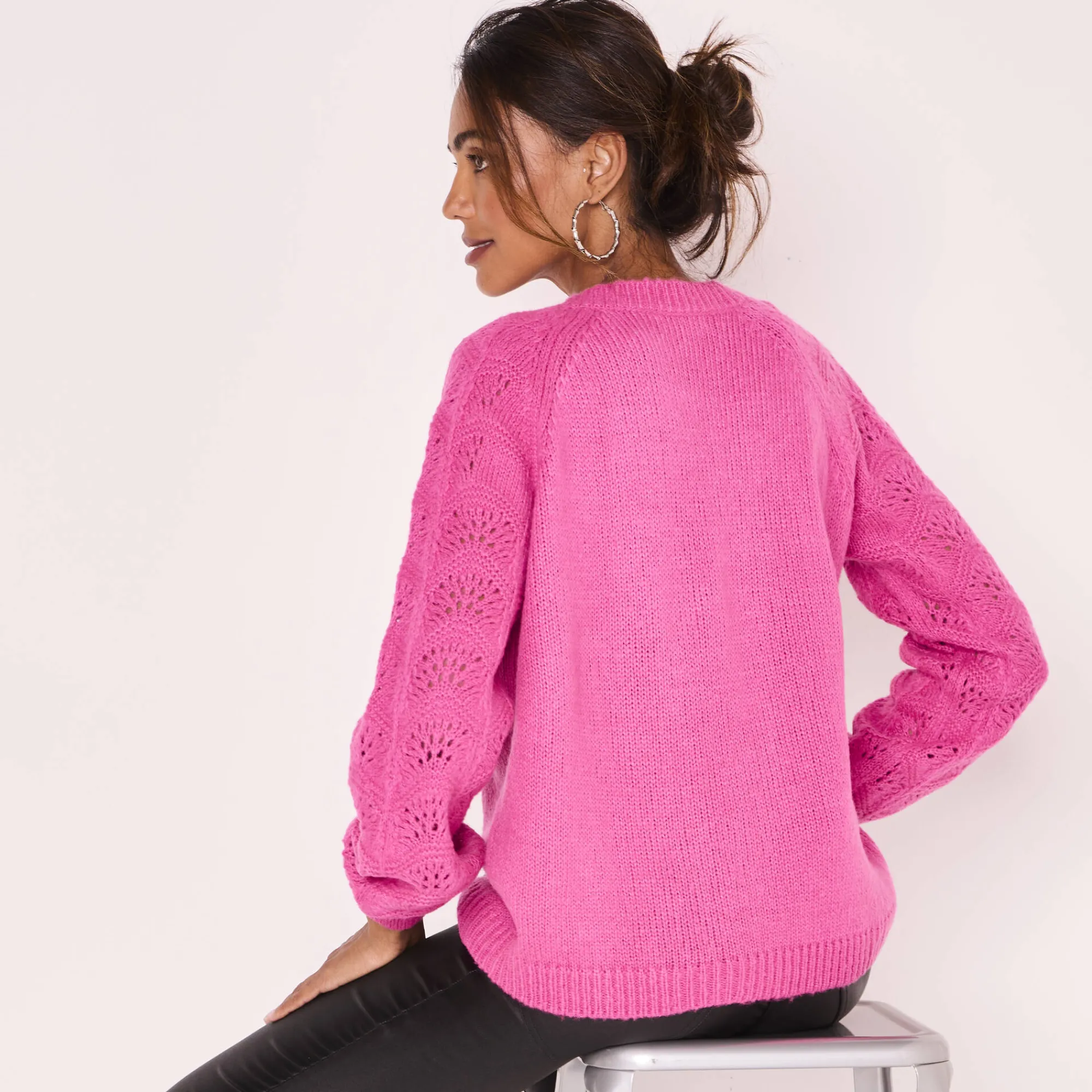Feestoutfits Dames|Trui En Vest<Blancheporte Cardigan met 'juweel' knopen fuchsiaroze