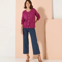 Trui En Vest<Blancheporte Cardigan met knoopsluiting en zakken, fantasietricot violine