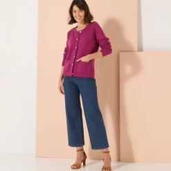 Trui En Vest<Blancheporte Cardigan met knoopsluiting en zakken, fantasietricot violine