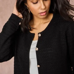 Trui En Vest<Blancheporte Cardigan met knoopsluiting en zakken, fantasietricot zwart